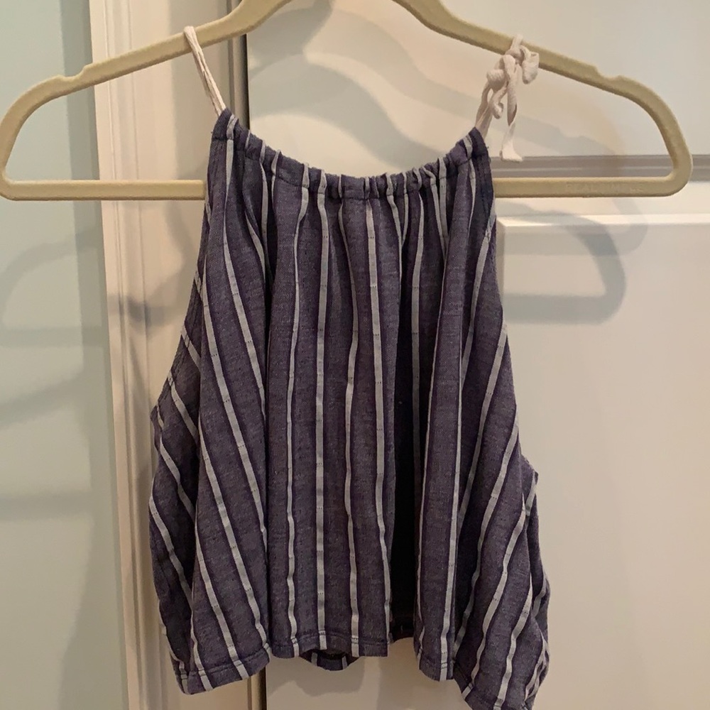 BDG high neck blue & white striped top